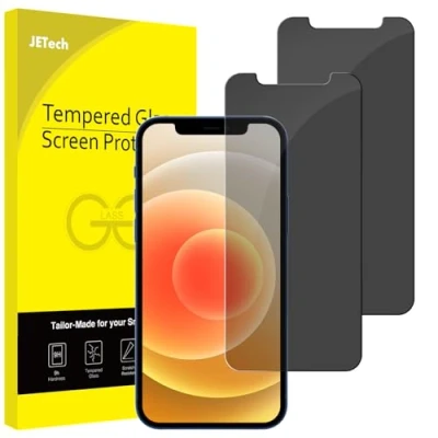 Afbeelding van JETech Privacy Schermbeschermer Compatibel met iPhone 12/12 Pro 6,1 inch, Anti Spy Gehard Glas Screen Protector, 2 Stuks