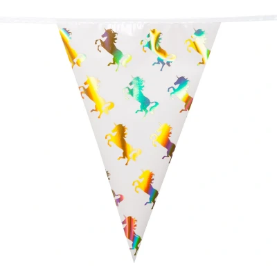 Afbeelding van Unicorn Slinger Goud met 10 vlaggetjes 4 meter