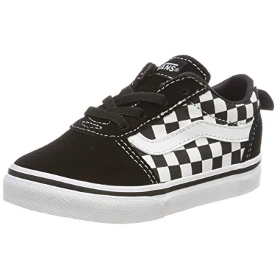 Afbeelding van Vans Unisex Kids Ward Slip on Canvas Sneaker, zwart Checkers echt Wit Pvc, 5 UK Kind, Geruit wit, 38 EU
