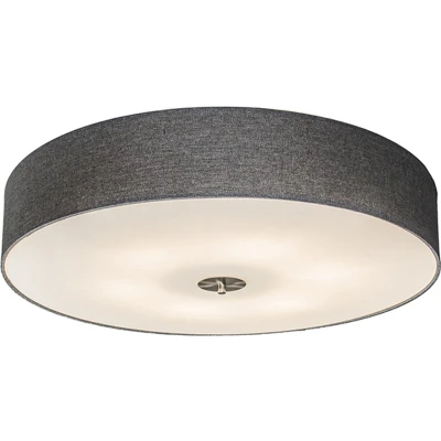 Afbeelding van QAZQA Landelijke plafondlamp grijs 70 cm Drum Jute