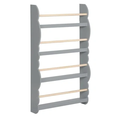 Afbeelding van WOLTU kinderboekenkast wandplank, boekenorganizer met 4 niveaus, kinderboekopbergrek, gemaakt van E1 MDF grenenhout, voor kinderkamer speelkamer, grijs
