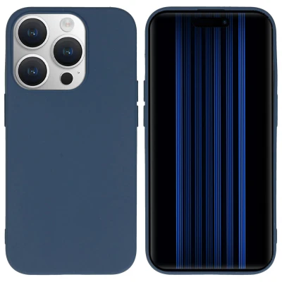 Afbeelding van Apple iPhone 15 Pro Hoesje Siliconen en TPU (zacht) iMoshion Softcase/Backcover Donkerblauw Telefoonhoesje