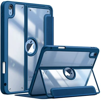 Afbeelding van Fintie Hoes voor iPad 10e generatie 10,9 inch tablet (2022 versie) beschermhoes met transparante achterkant, zacht schokbestendig TPU materiaal, meerdere kijkhoeken en penhouder, blauw