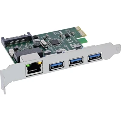 Afbeelding van InLine® Combo kaart Gigabit netwerk en USB 3.2 Gen.1, 1x RJ45, 3x A, PCIe x1