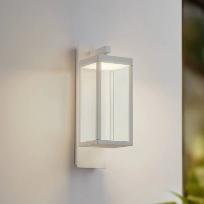 Afbeelding van Lucande LED buiten wandlamp Ferdinand, wit, metaal, 38 cm