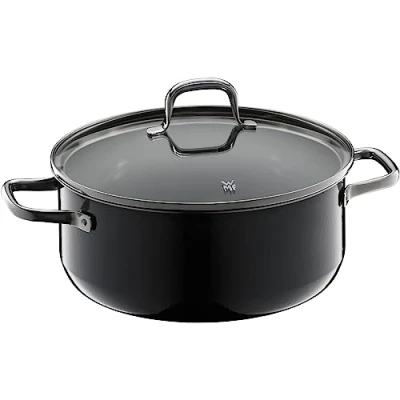 Afbeelding van WMF Fusiontec Essential Kookpan, groot, 24 cm, glazen deksel, braadpan, inductie, 4,4 l, high tech keramiek, krasbestendig, ongecoat, zwart, Made in Germany