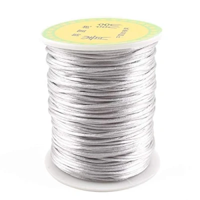 Afbeelding van let&#039;s make Satijn Rattail Zijde Nylon Koord grijs Gereedschap Siliconen Tandjes Ketting Baby Bijtspeelgoed 75m