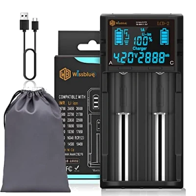 Afbeelding van LCD 2 AA 18650 acculader 3,7 V 1,2 V, scherm kan de capaciteit weergeven, A snellader voor Li ion accu&#039;s 26650 21700 18490 18350 17670 17500 16340 14500, RCR123A, NI. MH/NI Cd AAA