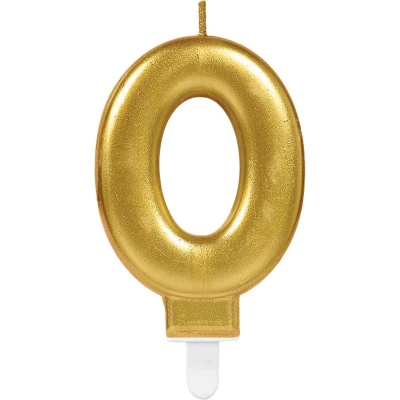Afbeelding van Amscan Verjaardagskaars &#039;&#039;0&#039;&#039; Goud Unisex 9,3 Cm