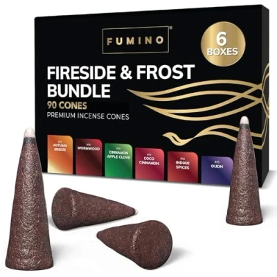 Afbeelding van Fumino Verse wierook kegels multipack open haard en vorst bundel 6 dozen 120 Masala Agarbatti Joss geur voor ontspanning meditatie, huis decor