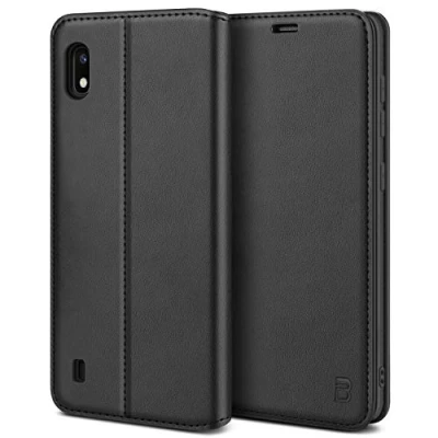 Afbeelding van BEZ Samsung A10 Hoesje Bookcase, Book Case PU Leer Wallet Met Pasjeshouder voor Galaxy A10, Telefoonhoes Leren Portemonnee Flip Cover, Standaard, Magnetische Sluiting, Zwart