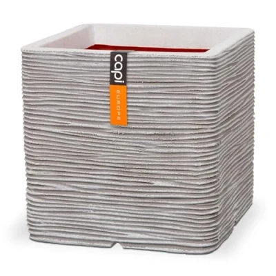 Afbeelding van Plantenbak Nature Rib vierkant 50x50 cm ivoorkleurig