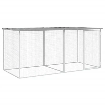 Afbeelding van vidaXL Kippenhok met dak 203x98x90 cm gegalvaniseerd staal lichtgrijs
