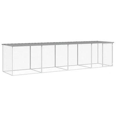 Afbeelding van vidaXL Kippenhok met dak 403x98x90 cm gegalvaniseerd staal lichtgrijs
