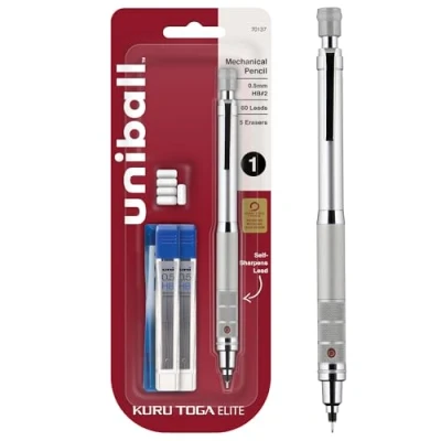 Afbeelding van Kuru Toga Elite Mechanisch Potlood Starter Kit, 0,5 mm, HB #2, zilveren vat, 1 Count