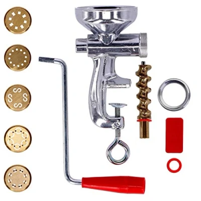 Afbeelding van Tagliapasta. com Pastapers pasta Machine voor verse met roestvrijstalen veilige ring en 5 messing platen spaghetti, maccheroni, bucatini, caserecce chitarra Made in Italy