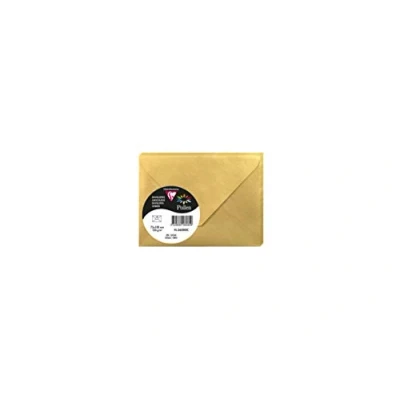 Afbeelding van Clairefontaine 26080C, verpakking met 5 rubberen enveloppen, formaat 7,5 x 10 cm, 120 g/m², kleur goud, uitnodigingen voor evenementen en correspondentie, assortiment pollen, glad premium papier