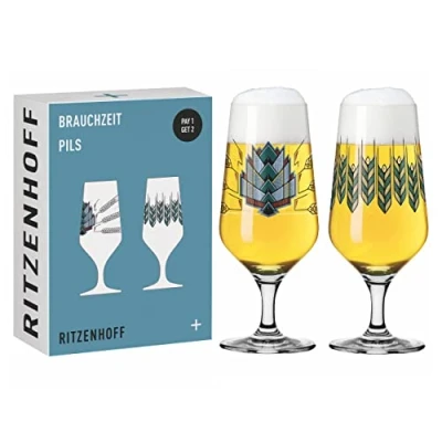 Afbeelding van Ritzenhoff 6201001 bierglas 374 ml set van 2 serie gebruiksduur F23 met illustraties, meerkleurig, Made in Germany