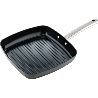 Afbeelding van ISENVI Murray keramische grillpan 26 CM RVS greep Antraciet Keramisch 100% PFAS, PTFE en PFOA vrij