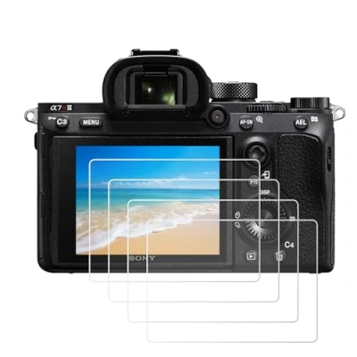 Afbeelding van OOTSR Beschermfolie van pantserglas, compatibel met Sony Alpha A7II, A7RII, A7SII, A7RIII, A7R, Mark II, A9, displaybeschermfolie voor A72, A7R2, A73, A7R3, A7S2, 2, 4