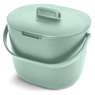 Afbeelding van YourCasa® Biologische afvalemmer keuken, 6 liter, compostemmer voor dagelijks biologisch afval, vaatwasmachinebestendig, geurdicht met zeef en ergonomische handgreep, bio vuilnisemmer, kleine