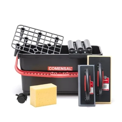 Afbeelding van COMENSAL® tegelwasset, 9 delige tegellegger, wasset XL, 24 liter, professionele met wielen, rolopzetstuk, rooster, epoxi voegenplank, hydrospons, made in EU
