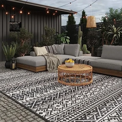Afbeelding van EVOCAMP Outdoor tapijt, 200 x 300 cm, weerbestendig en lichtgewicht, 2,3 kg, picknickdeken voor buiten, voortenttapijt, robuuste polypropyleenvezels, inzetbaar terras balkon
