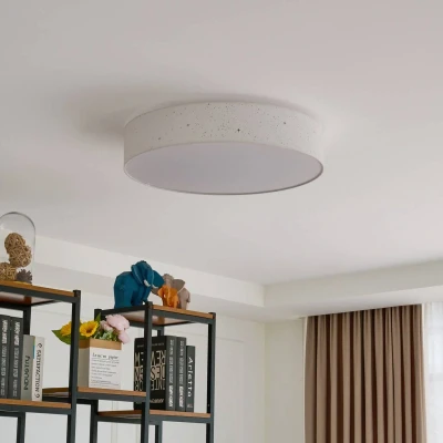 Afbeelding van Lindby LED plafondlamp met dimmer CCT 1licht metaal, kunststof, textiel H: 14 cm wit Inclusief lichtbron
