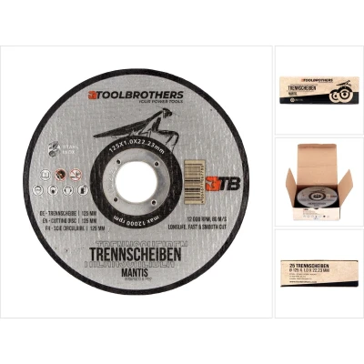 Afbeelding van Toolbrothers MANTIS doorslijpschijvenset in professionele kwaliteit 25 stuks, 125 x 22,23 1 mm voor het bewerken van metaal, staal, roestvrij staal / INOX haakse slijpmachines