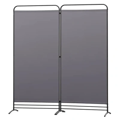 Afbeelding van Angel Living Paravent, 2 delig, inklapbaar, ruimteverdeler, vrijstaand, inkijkbescherming, scheidingswand, voor kantoren, balkon, slaapkamer, buitentuin, 162 cm x 180 cm, grijs