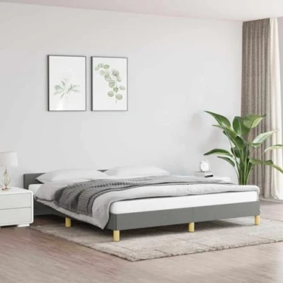 Afbeelding van vidaXL Bedframe met hoofdbord stof donkergrijs 160x200 cm