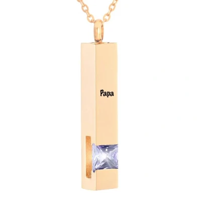 Afbeelding van Luxe Ashanger Met Ketting En Gravering Papa Assieraad Rosegoudkleurig Licht Paarse Steen As Gedenksieraad Urn Incl. vuller