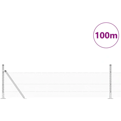 Afbeelding van vidaXL Hexagon Hek 0.5x100 m Gegalvaniseerd Staal, Hekpalen met Basisplaten 13 stuks Ø32mm 70cm Staal