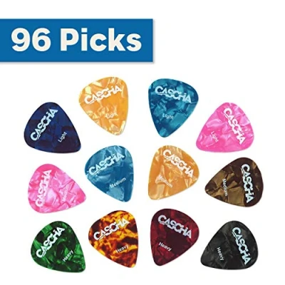 Afbeelding van CASCHA Set met 96 plectrums, plectrum voor akoestische gitaar, elektrische ukelele, bas, gitaarpicks, accessoires gitaar