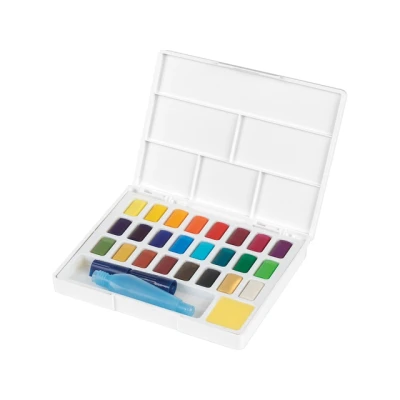Afbeelding van Faber Castell Creative Studio Aquarellen in pannen, meerkleurig, set van 24, voor kunst, ambacht, tekenen, schetsen, thuis, school, universiteit, kleuren