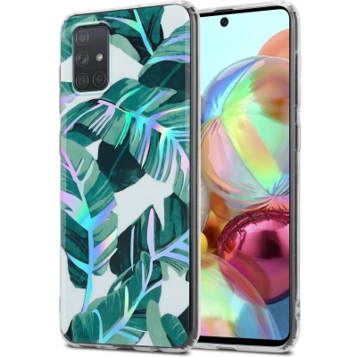 Afbeelding van Cadorabo Hoesje geschikt voor Samsung Galaxy A71 4G in BANANEN BLADEREN Beschermhoes gemaakt van TPU siliconen Case Cover met bloemenmotief