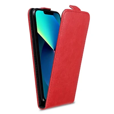 Afbeelding van Cadorabo Hoesje geschikt voor Apple iPhone 13 in CHILI ROOD Beschermhoes Case Cover flip design, gemaakt van glad kunstleder