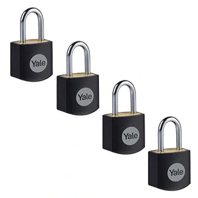 Afbeelding van Yale Messing Hangslot Y110JB/15/111/4 15 mm Standard Protection 4 stuks Zwart Voor Binnen Inclusief Gelijksluitende Sleutels