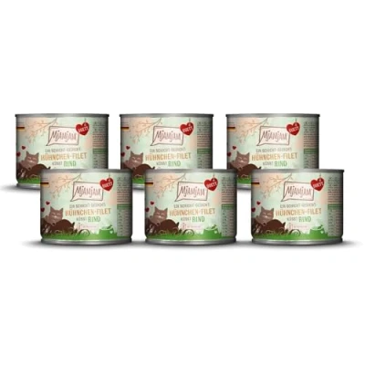 Afbeelding van MjAMjAM Premium natvoer voor katten Duett Kipfiletkusjes rund, 6 pak (6x190g), graanvrij