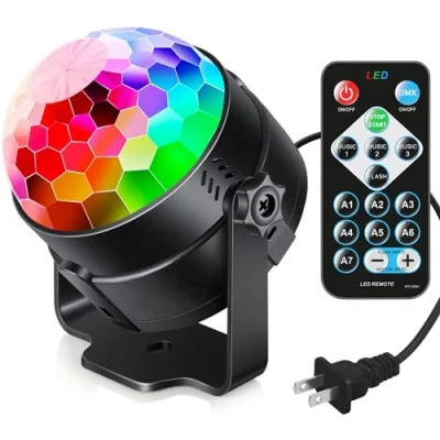 Afbeelding van Luditek Geluid geactiveerde feestverlichting met afstandsbediening DJ verlichting, disco bal stroboscooplicht voor thuis, kamer, dansfeesten, verjaardag, karaokekous, stuffers, oudejaarsavond,