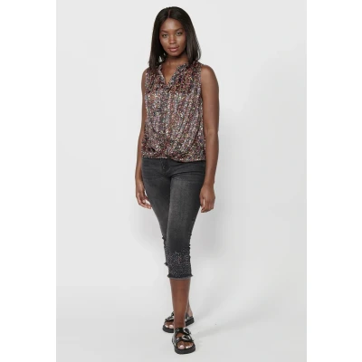 Afbeelding van Koroshi Blouse, Dames, Maat: Large, Multicolor multi coloured
