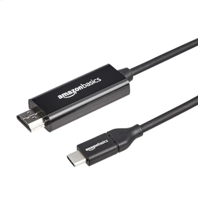 Afbeelding van Amazon Basics Kabeladapter USB C naar HDMI (compatibel met Thunderbolt 3), 4K@30Hz, 1,8 m, zwart