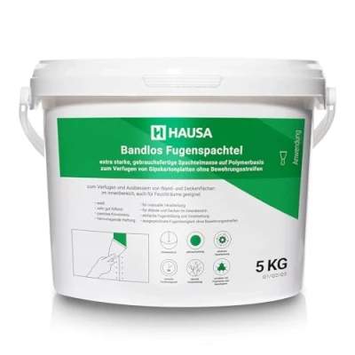 Afbeelding van HAUSA Kant en klare spatel reparatie massa 5 kg extra sterk gips vult scheuren plamuur fijne glad oppervlak
