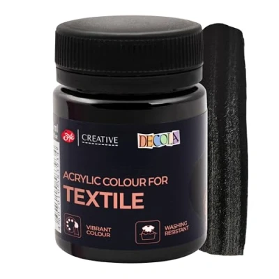 Afbeelding van Decola — Zwarte Klassieke Textielverf 50ml Textielkleur Met Hoog Pigment Gemaakt Door Neva Palette
