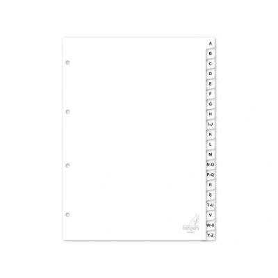 Afbeelding van Kangaro tabbladen A4 PP 120 micron wit 4 gaats 20 delig letters A Z W420AZ