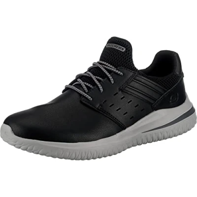Afbeelding van Skechers Heren Delson 3.0 Ezra Sneaker, Zwart leder, 45 EU