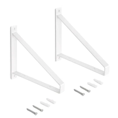 Afbeelding van Emuca Set van houten plankdragers met driehoekige vorm, Staal, Wit