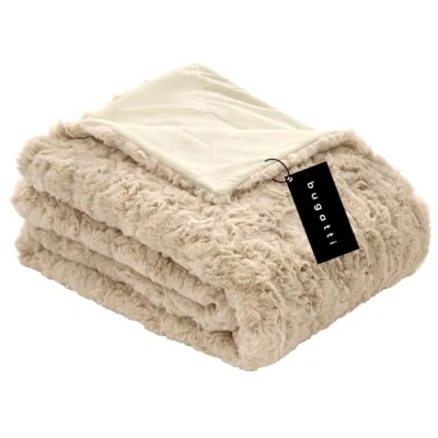 Afbeelding van bugatti Deken van imitatiebont, 150 x 200 cm, knuffeldeken hoogwaardig sprei, met leuke bontlook, extra zachte en aangenaam warme bontdeken