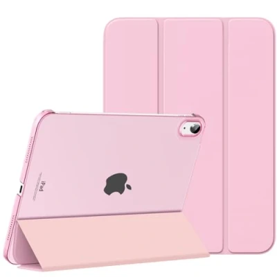Afbeelding van MoKo hoesje voor iPad 10e generatie 2022, Slim Stand Hard Back Shell Smart Cover 10,9 inch met automatische wek/slaapfunctie, bloemenroze