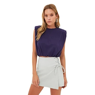 Afbeelding van Trendyol Antracietkleurige Geweven Shorts Met Oogjesdetail Tweeaw21Sr0038